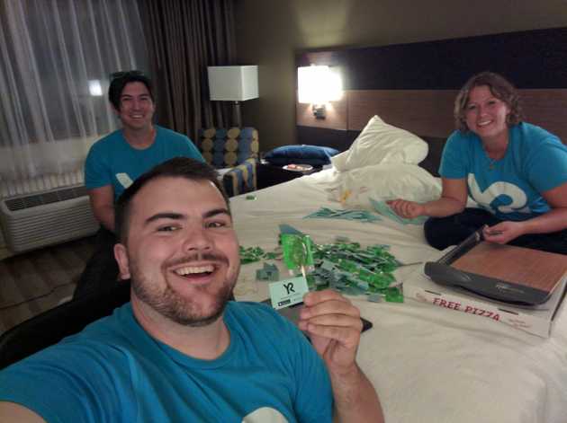 YoRally preparation to launch in a hotel. Gotta say, lollipops are a great way to get college students to download an app.